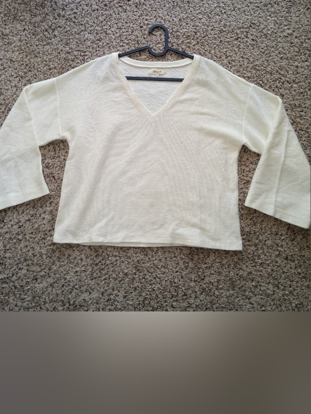 Madewell Deep V Neck Flare Sleeve Sweater Ivory Size Medium - Picture 2 of 8